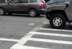 A self-driving car on a city street