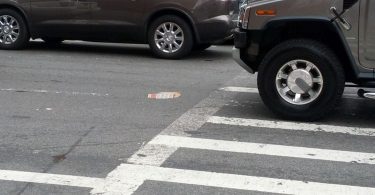 A self-driving car on a city street