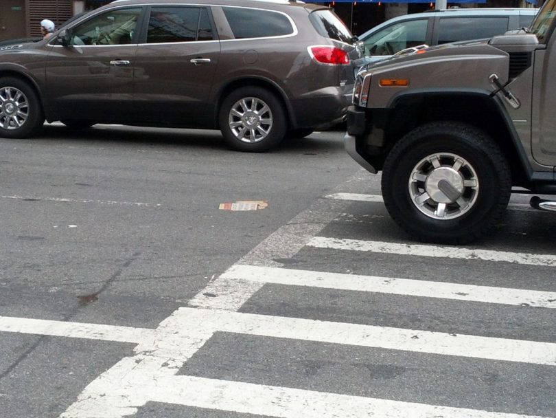 A self-driving car on a city street